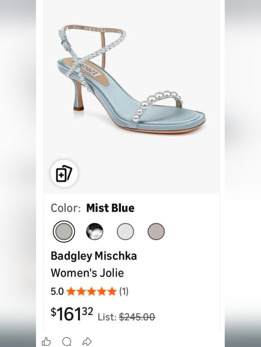 Badgley Mischka Jolie Pearl Satin Heels Ice Blue Ankle Strap Sandals 9